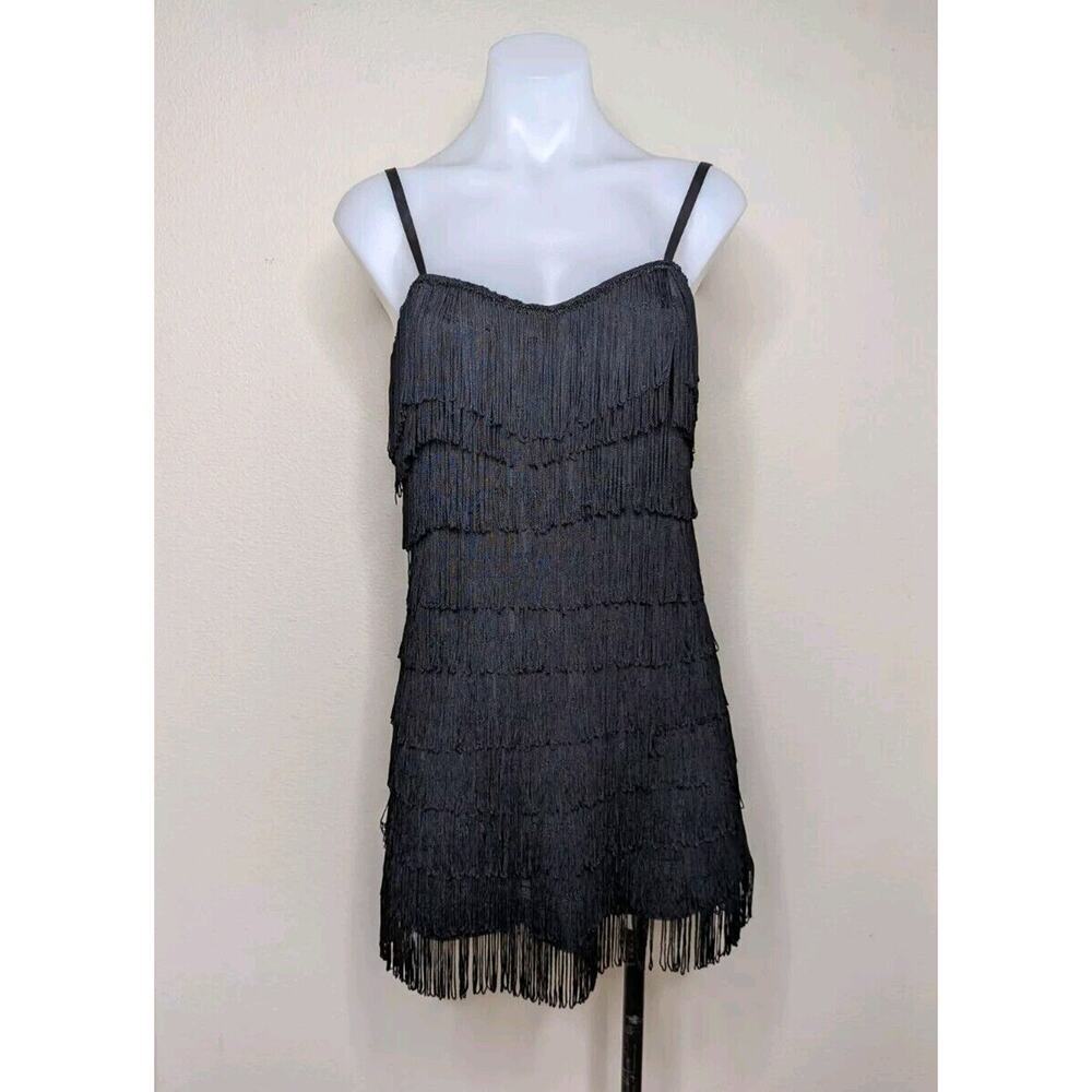 Women's 1920s Style Flapper Fringe Dress Costume Size XS/S Music Legs Mini B5